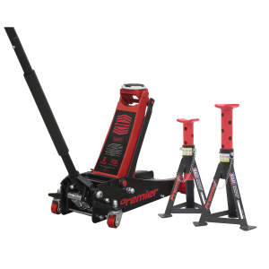 Trolley Jack 3t & Axle Stands (Pair) 3t per Stand Combo-2