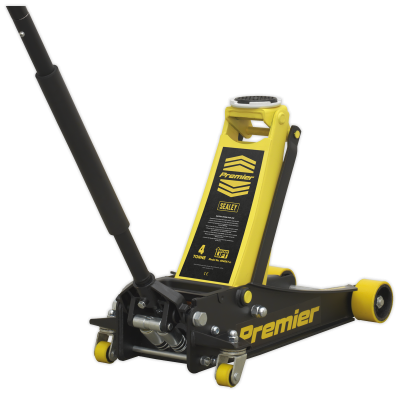 Sealey 4-Tonne Low Profile Trolley Jack with Rocket Lift - Yellow