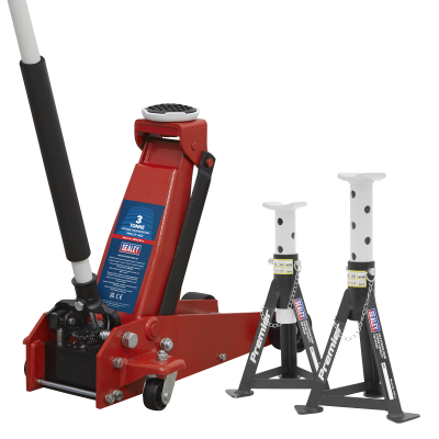Trolley Jack 3t & Axle Stands (Pair) 3t per Stand Combo