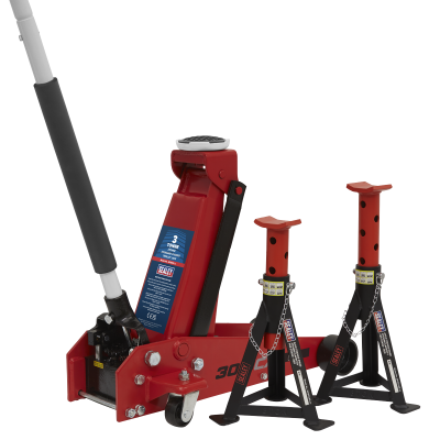 3 Tonne Standard Chassis Trolley Jack with Axle Stands (Pair)