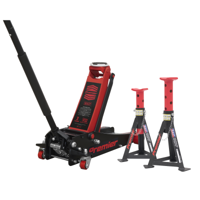 Trolley Jack 3t & Axle Stands (Pair) 3t per Stand Combo-2